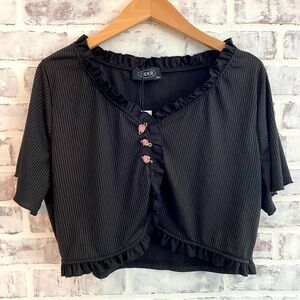 Cider • Rose Detail Rib Crop Tee • Size 2X • 3D Floral Appliqué Top • NWT